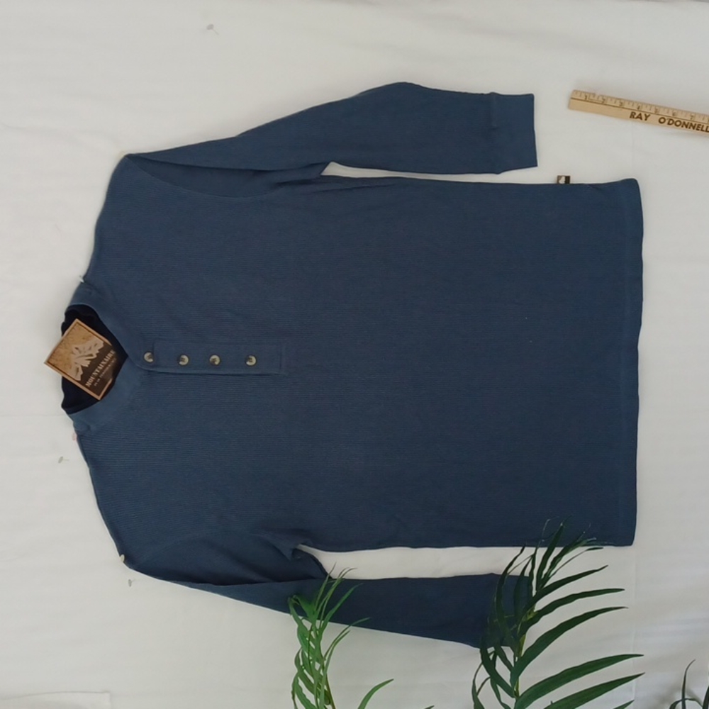 NWT Mens Mountainaire Blue Cotton Long Sleeved Thermal Shirt. Size L